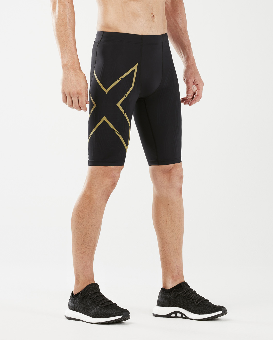 2XU Men's MCS Run Compression Shorts - Black/Gold Reflective
