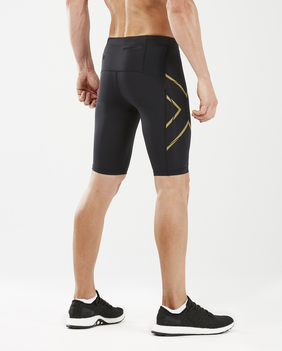 2XU Men's MCS Run Compression Shorts - Black/Gold Reflective