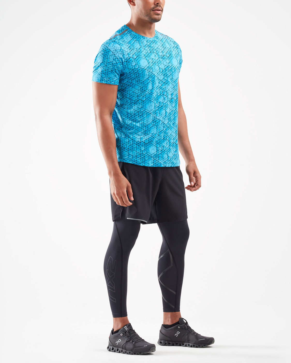 2XU Men's GHST Short Sleev Tee - Matrix Aqua/Black Reflective