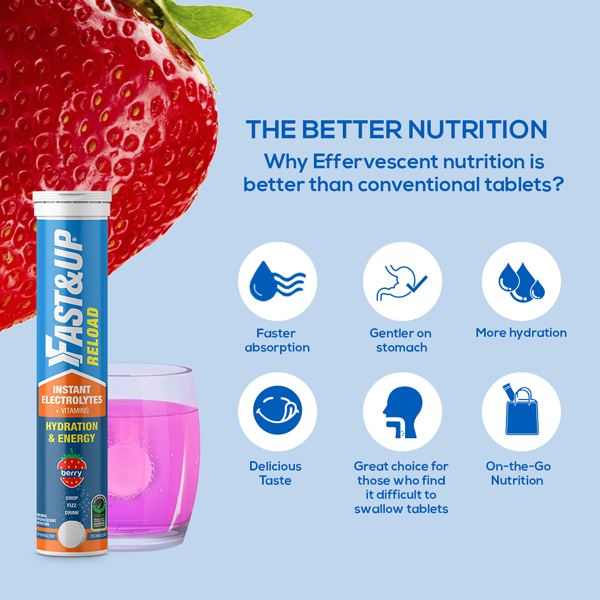 Fast&Up Reload Electrolytes Energy & Instant Hydration Sports Drink - 20 Effervescent Tablets - Berry Flavour