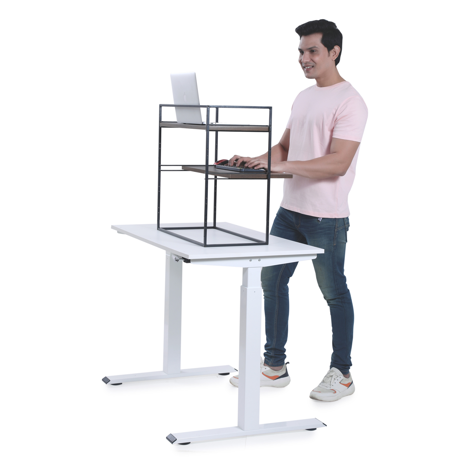 FITIZEN Zen Fold Ergonomic Height Adjustable Standing Desk ( Black & Urban Teak)