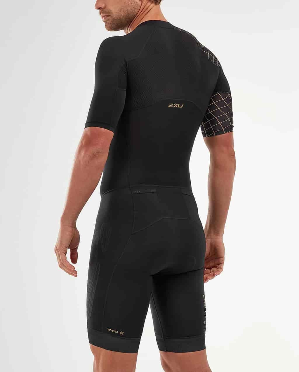 2xu Men's Comp Full Zip Sleeved Trisuit Black/Gold