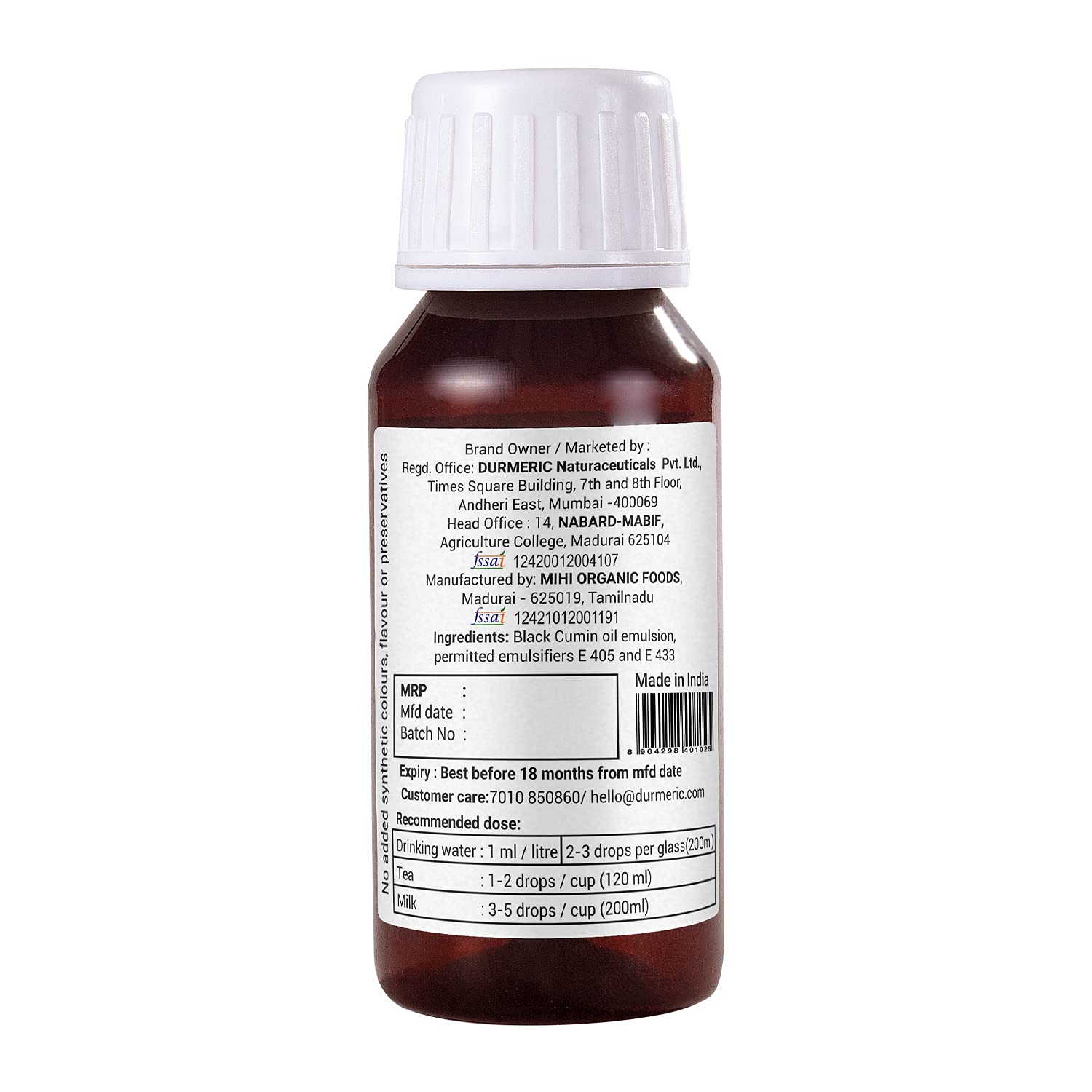 Durmeric Onedrop Intensive Black Cumin Herbal Drops - 100Ml 