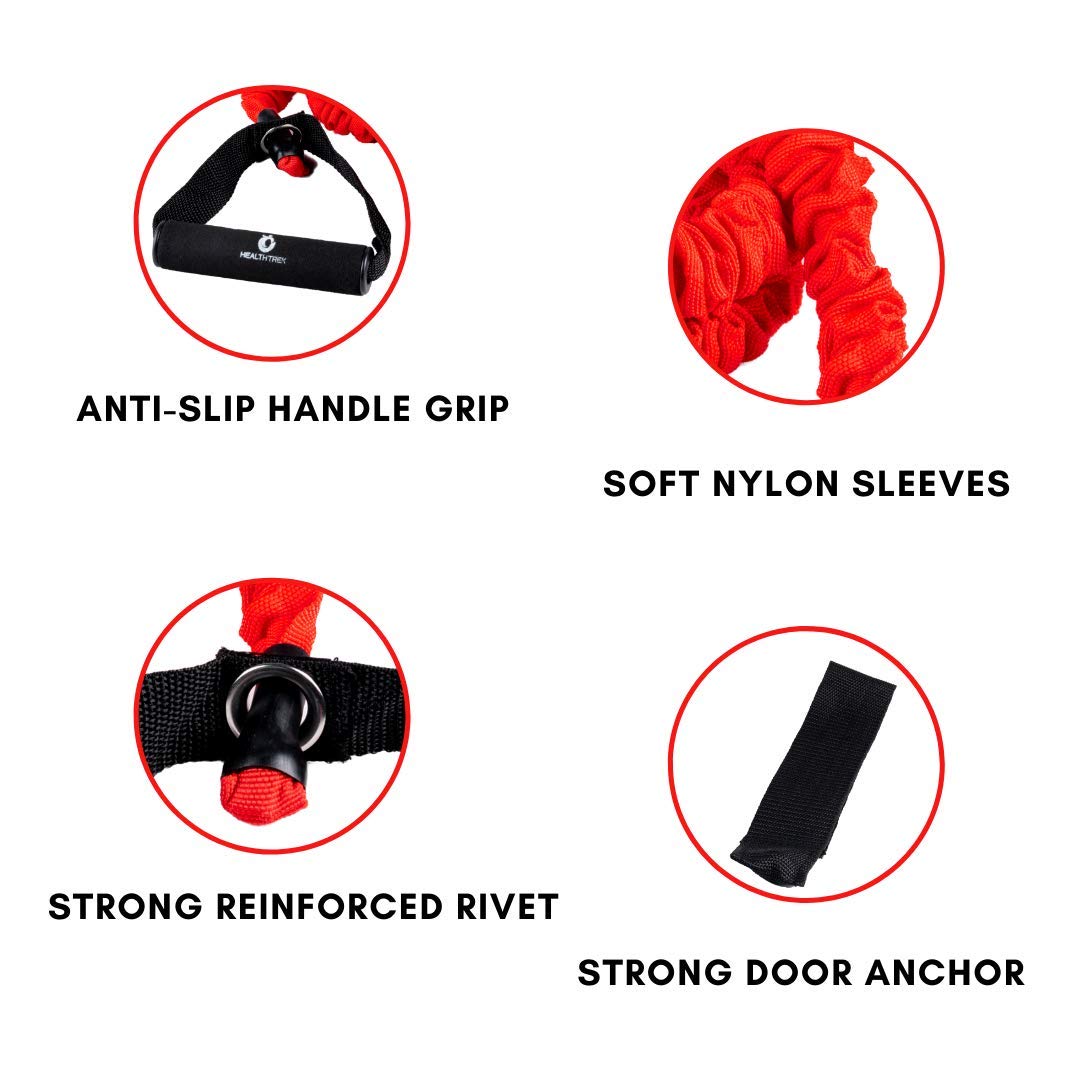 Healthtrek Exercise Resistance Power Toning Tubes With Heavy Duty Protective Nylon Sleeves