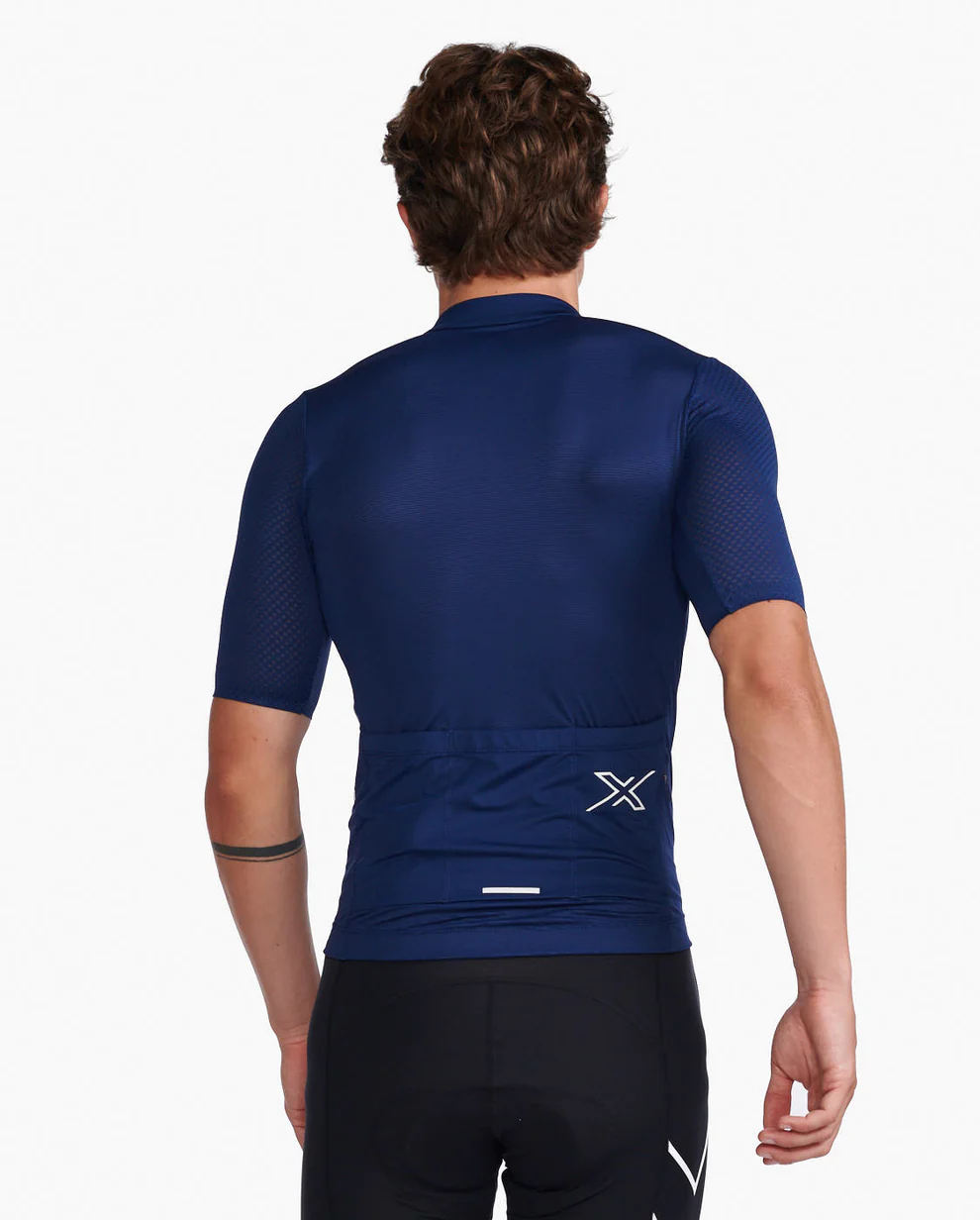 2XU Aero Cycle Short Sleeves Jersey - Medieval/White Reflective MC6649A