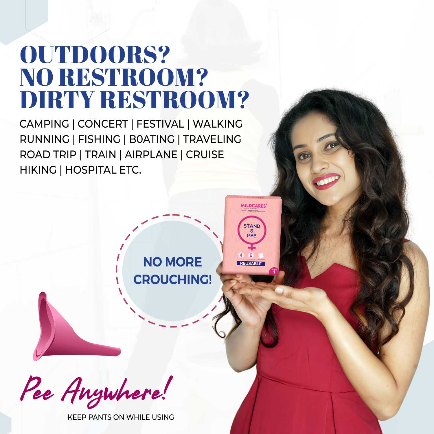 Mildcares Silicone Stand And Pee Reusable & Female Urination Device For Women (Pack Of 1)